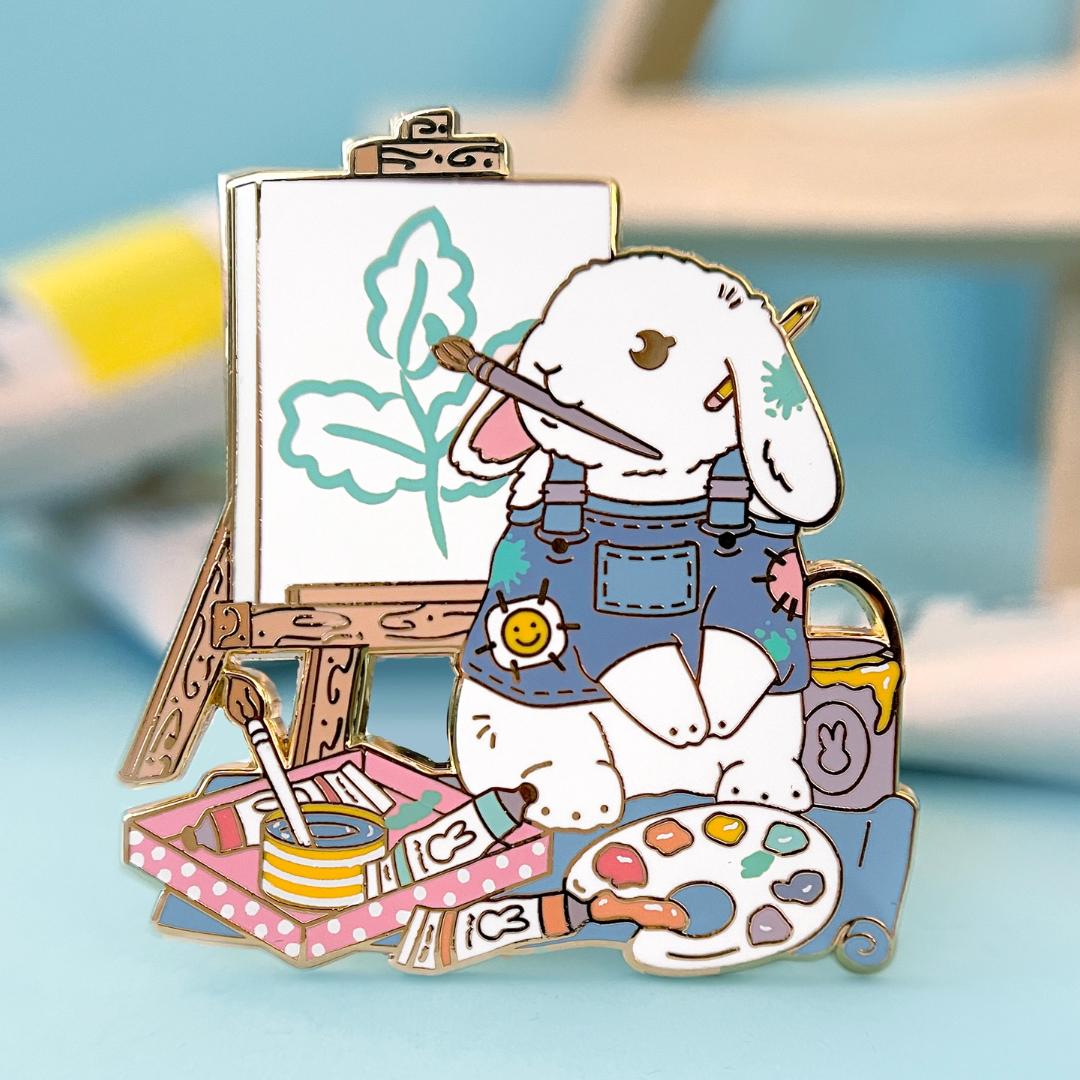 Artist Rabbit Enamel Pin - Bunny - Gift For Artists