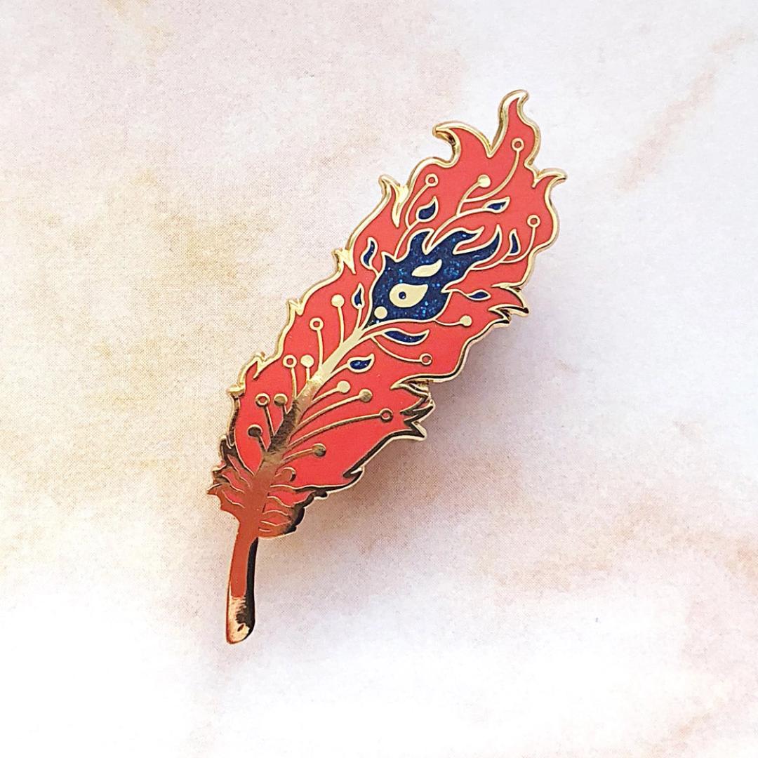Phoenix Feather Pin - Gold Plated Base