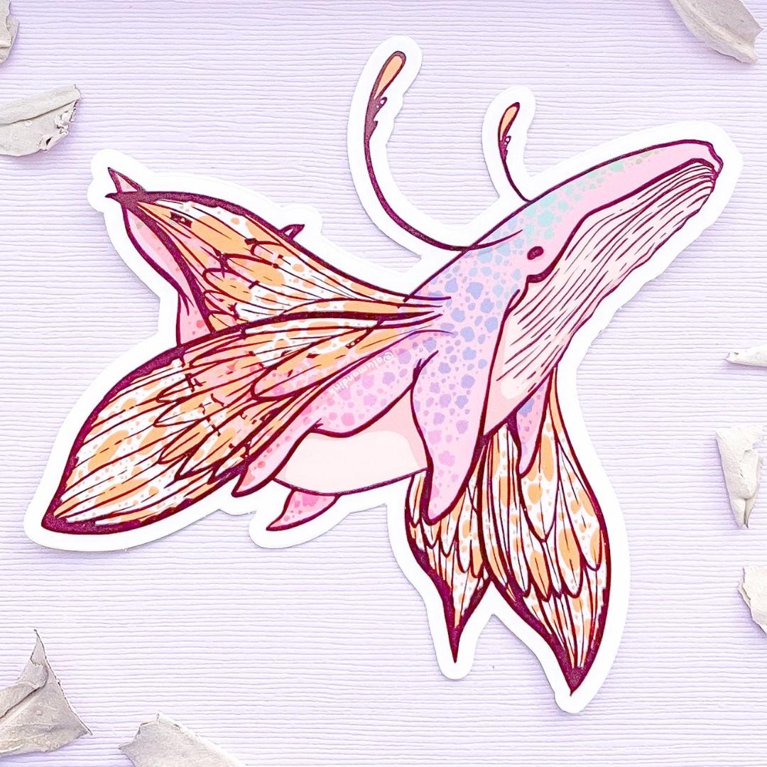 Butterfly Whale Sticker - Clear Vinyl