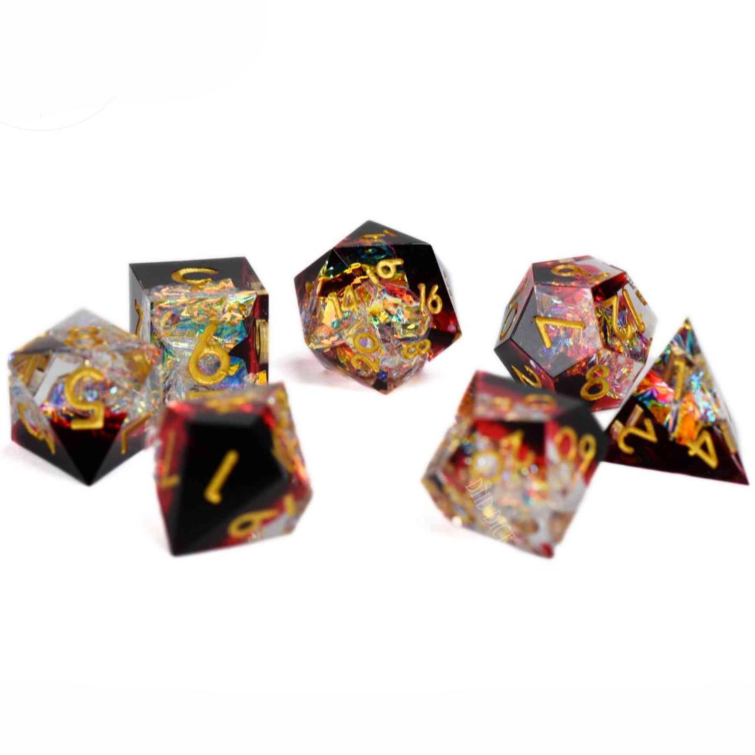 Dice Set - Disco Inferno - Handmade - 7 Resin Dice