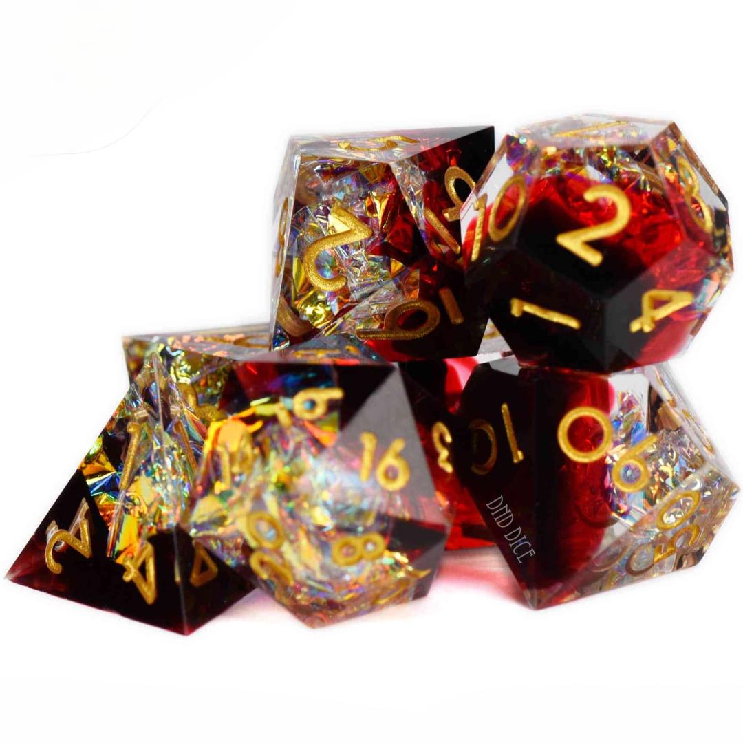 Dice Set - Disco Inferno - Handmade - 7 Resin Dice