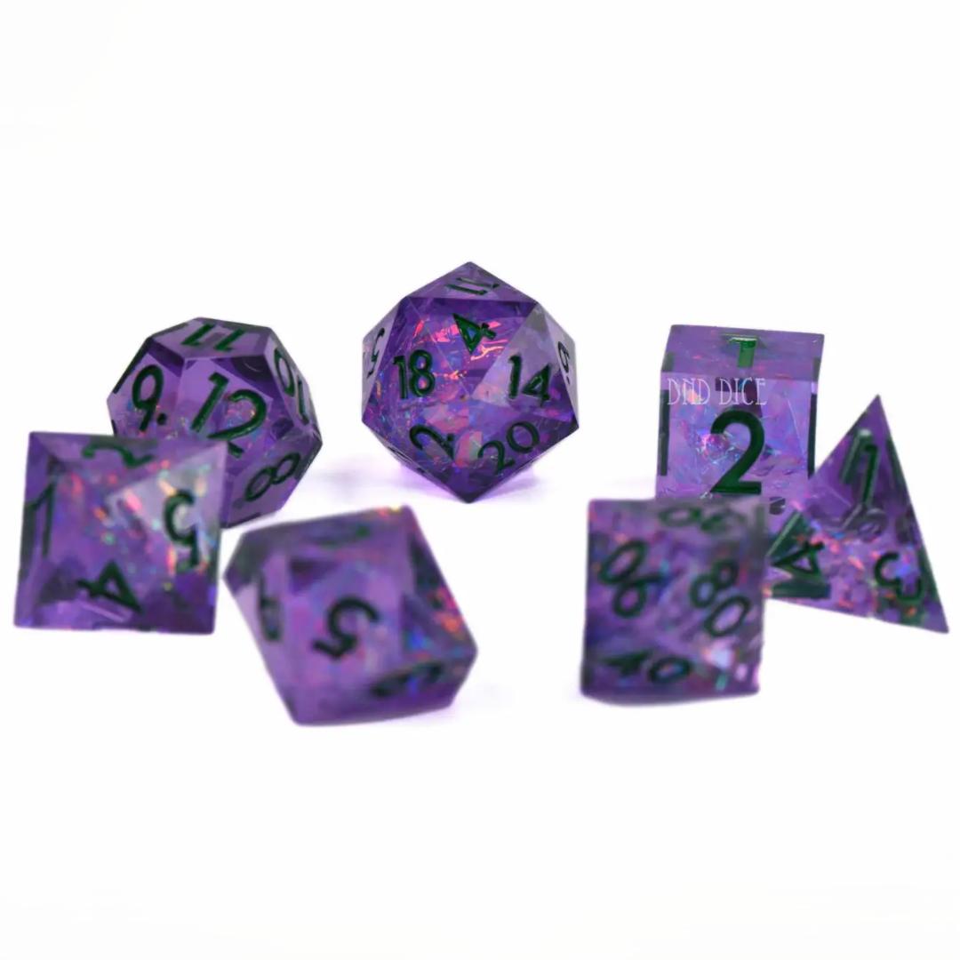 Dice Set - Nightshade - Handmade - 7 Resin Dice