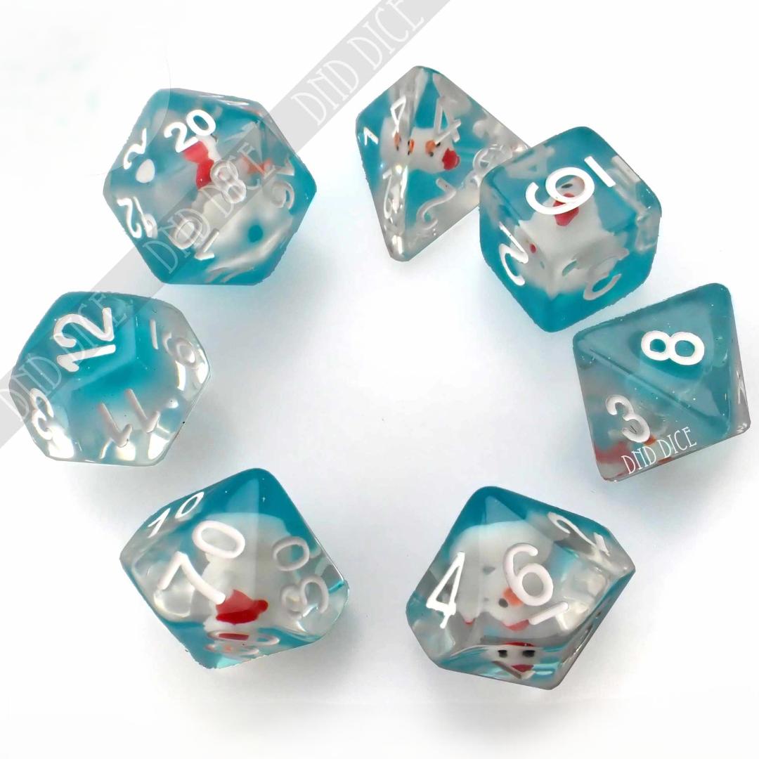 Dice Set - Duck The Halls - Blue - 7 Resin Dice - Dungeons and Dragons - RPG