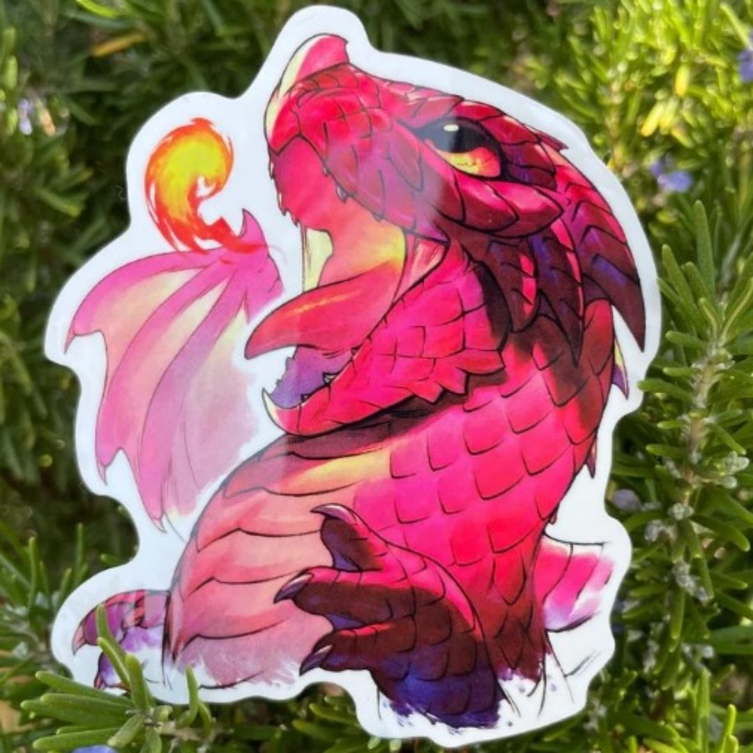 Red Wyrmling Sticker - Red Baby Dragon - Vinyl