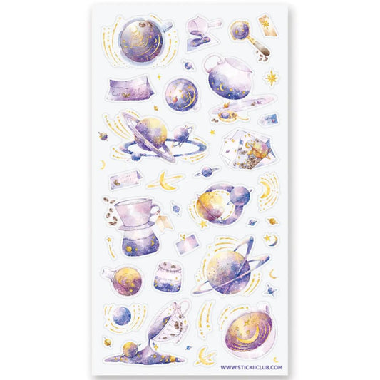 Celestial Coffee - Sticker Sheet - Planets, Moon, & Stars