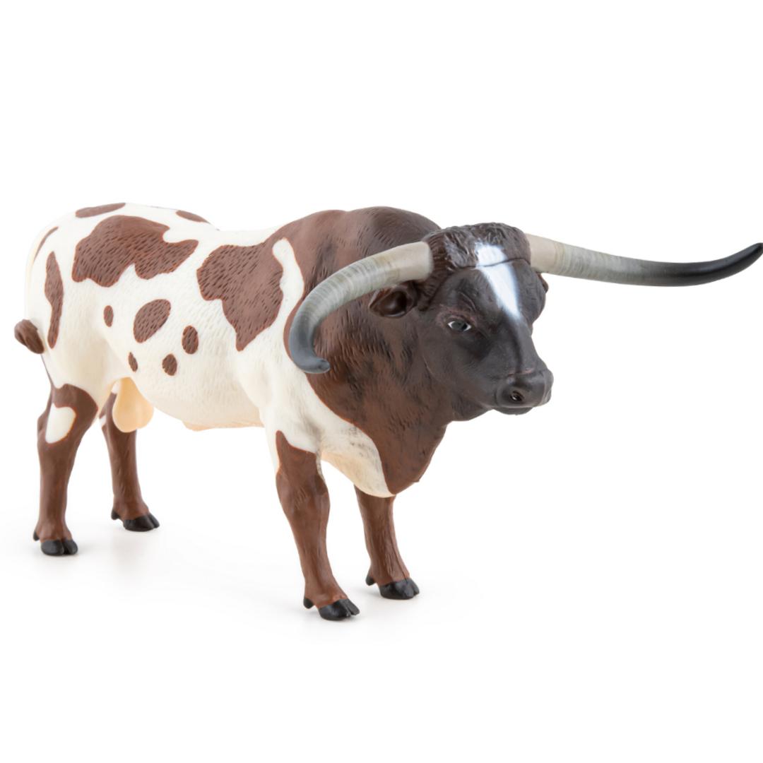 Longhorn Bull Figure - Hand Painted & Collectible Farm Animal Toy - Papo 51156