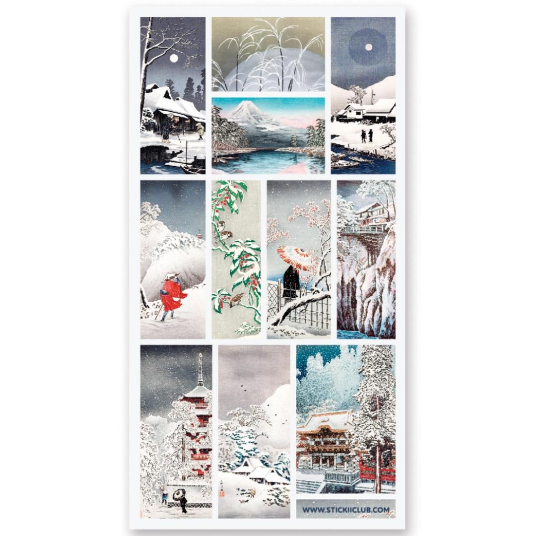 Japanese Print Winter Scenes - Sticker Sheet