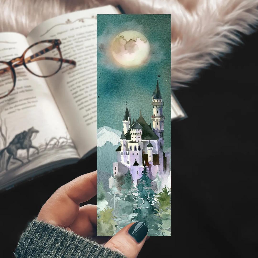 Fantasy Forest Castle Watercolor Bookmark - Cardstock