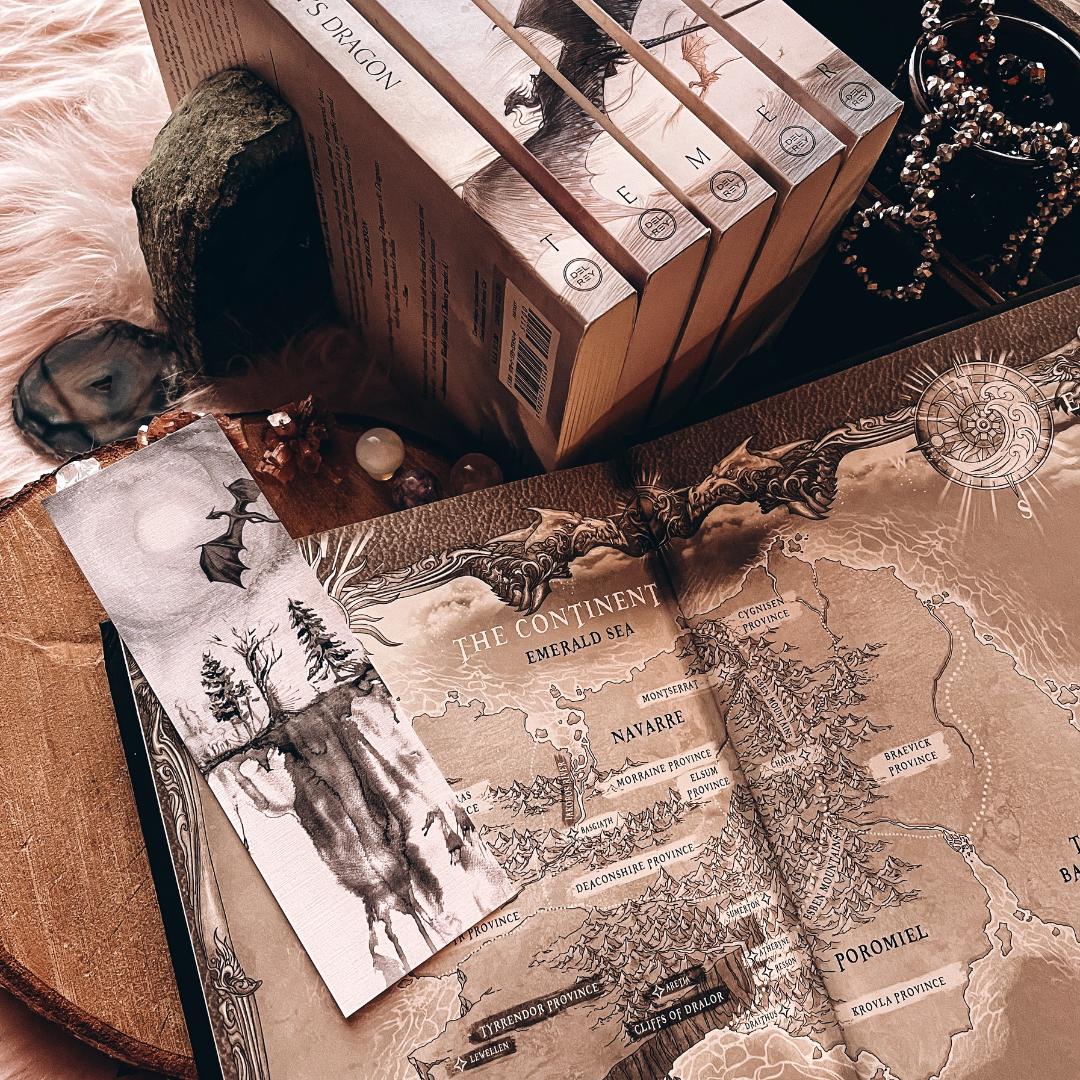 Dragon Watercolor Landscape Fantasy Bookmark - Cardstock