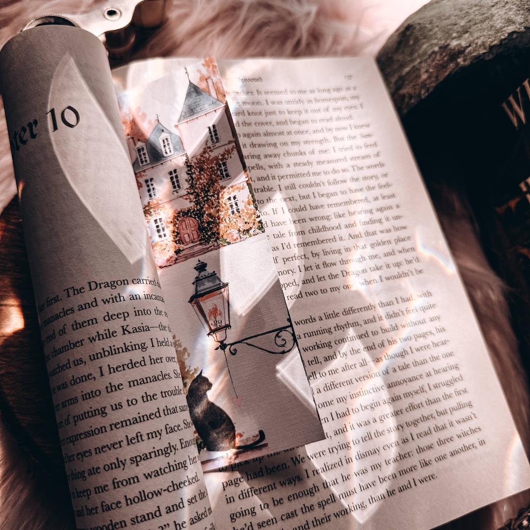 Black Cat Ivy Chateau Watercolor Bookmark - Cardstock