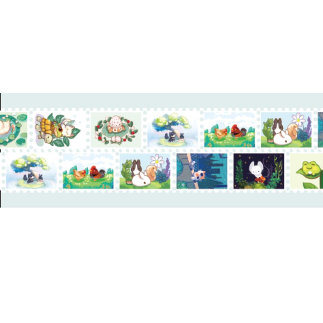 Stamp Washi Tape - Plants and Critters - Chickens, Rabbits, Ducks, Cats, & More