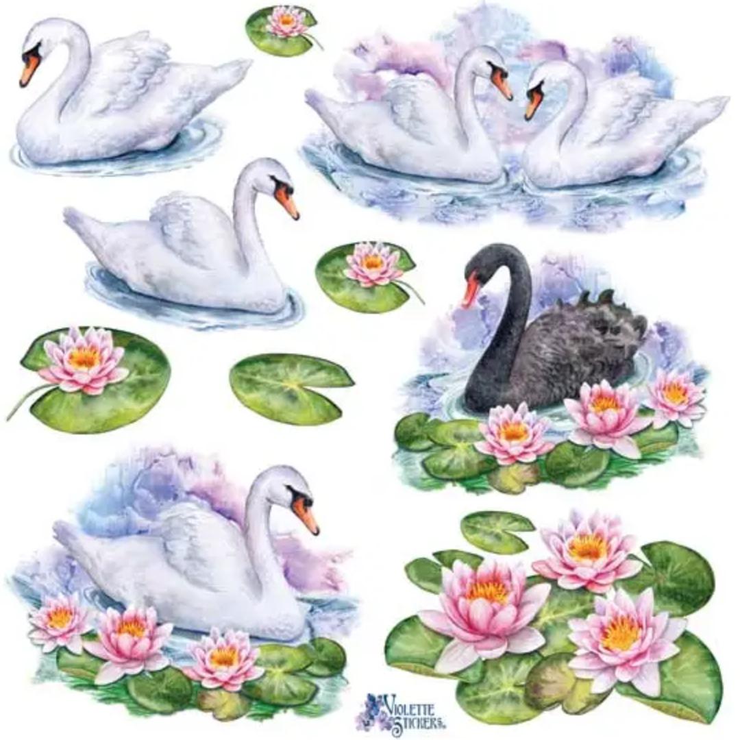Swan Stickers - 2 Sheets - New in Packaging - Stationary - Scrapbook