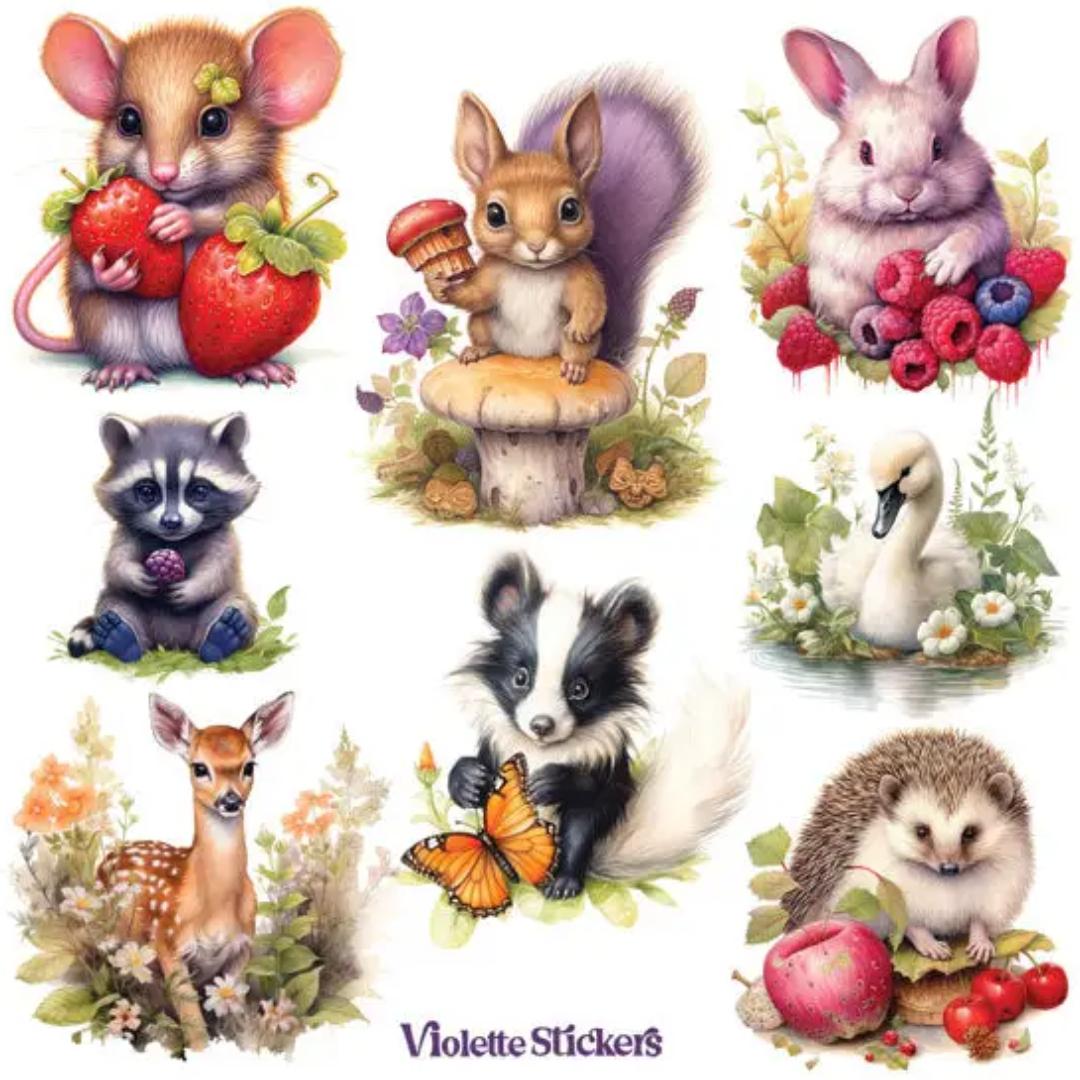 Strawberry Mice and Forest Friend Stickers - 2 Sheets - New in Packaging - Stationary - Scrapbook