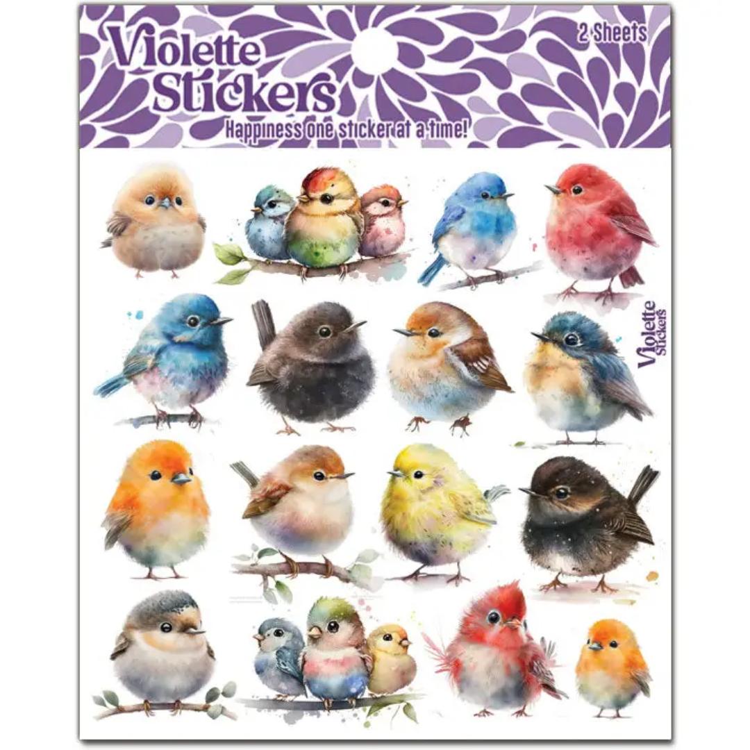 Chubby Birds Stickers - 2 Sticker Sheets - Stationary - Scrapbook