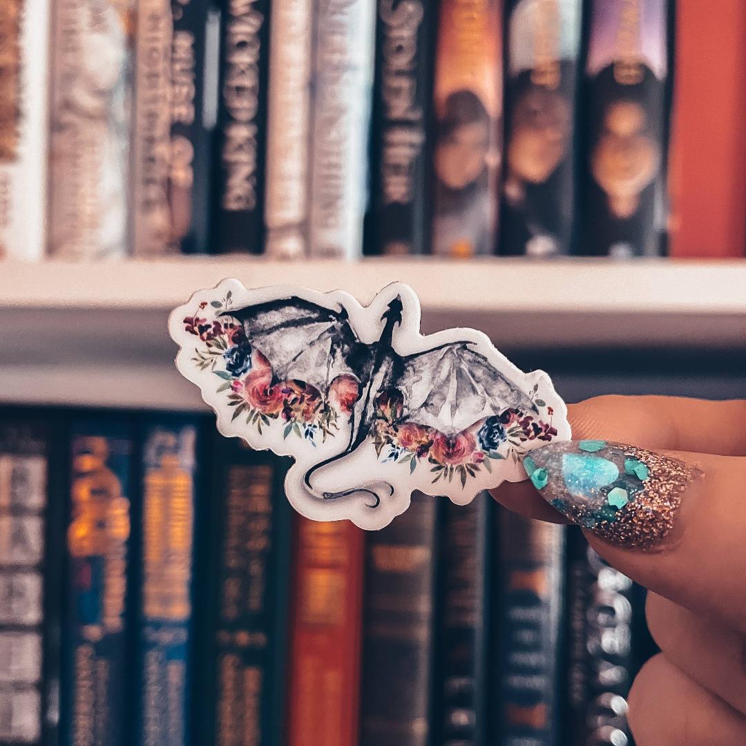 Floral Dragon Watercolor Sticker - Mythical & Fantasy - Vinyl Decal