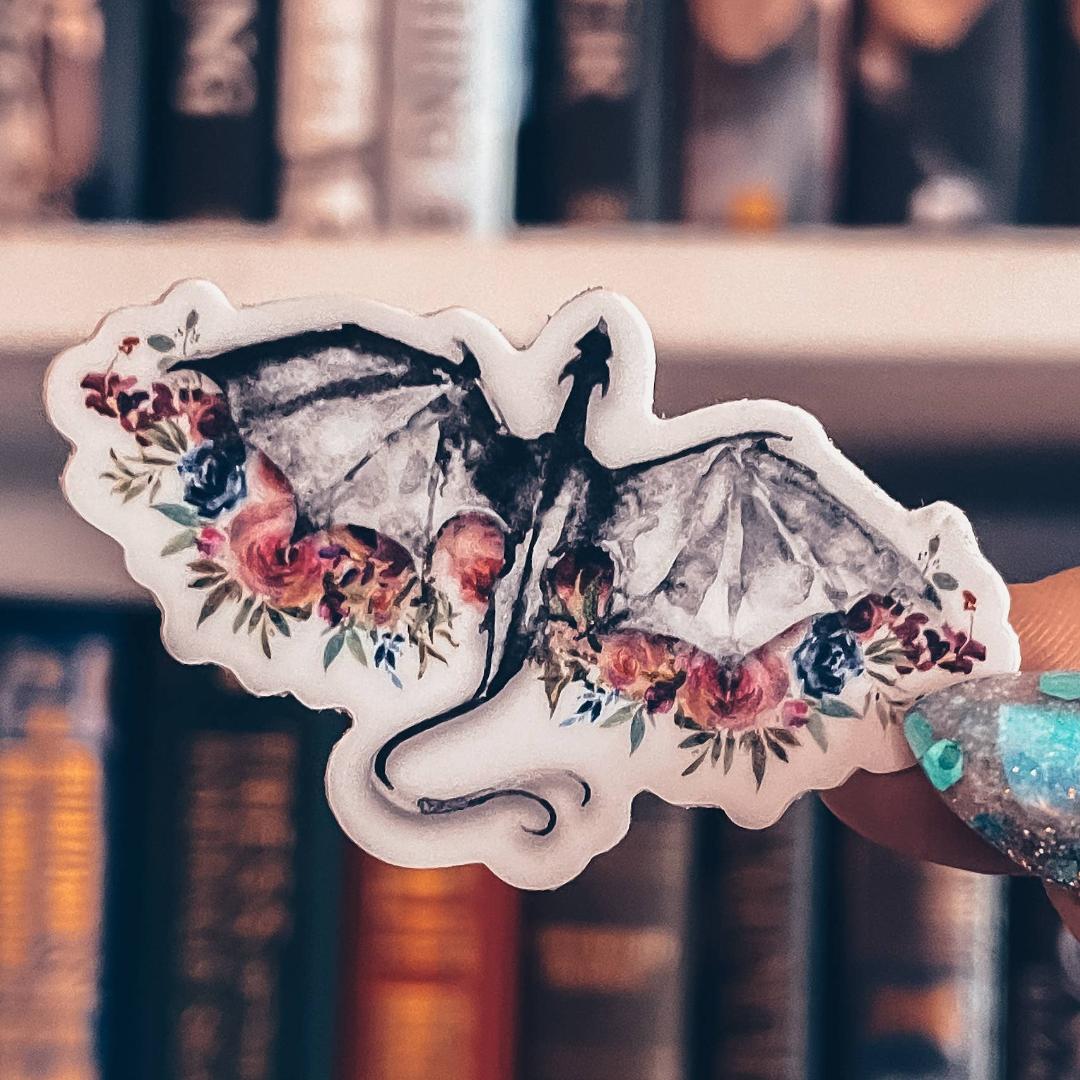 Floral Dragon Watercolor Sticker - Mythical & Fantasy - Vinyl Decal