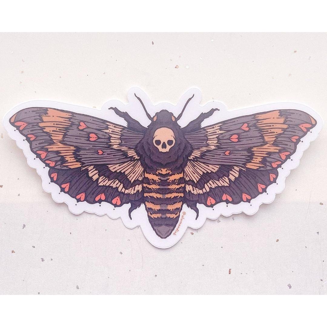 Love and Death's Head Hawkmoth Sticker - Clear Vinyl Decal