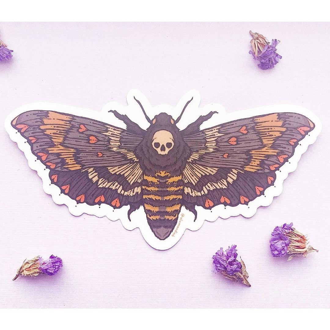 Love and Death's Head Hawkmoth Sticker - Clear Vinyl Decal