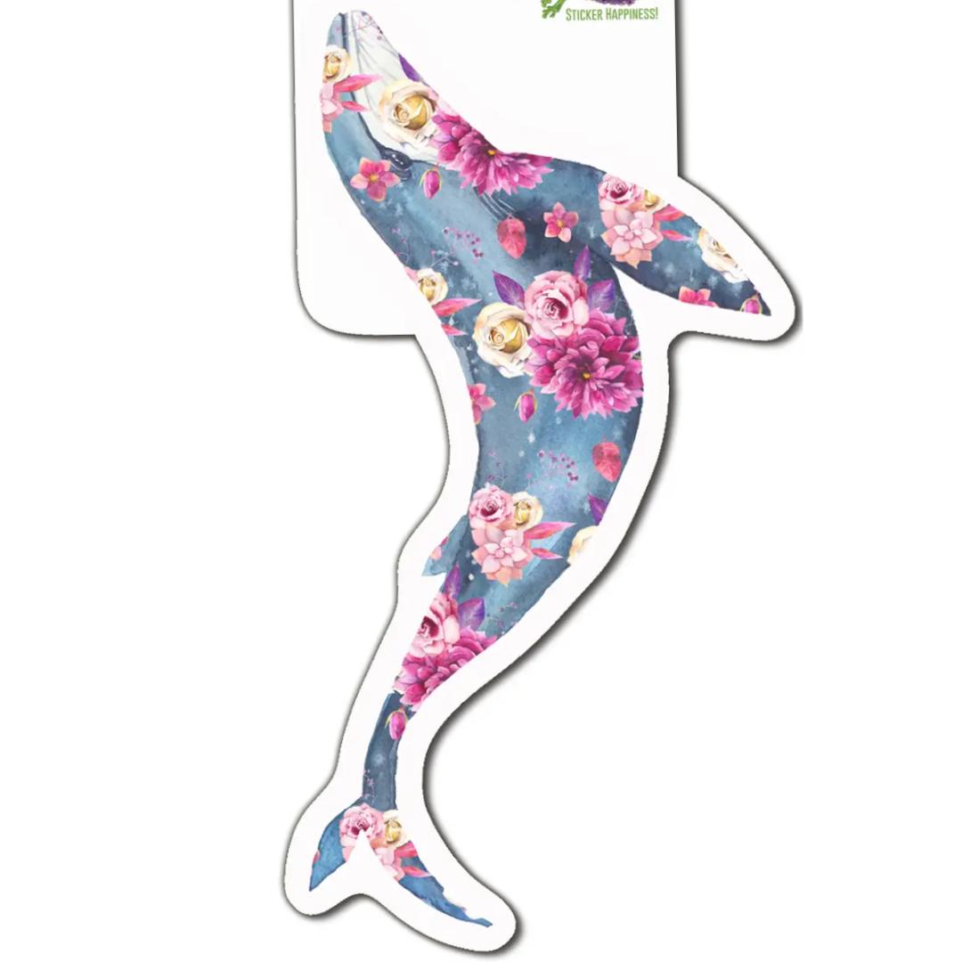 Floral Whale Waterproof Vinyl Sticker