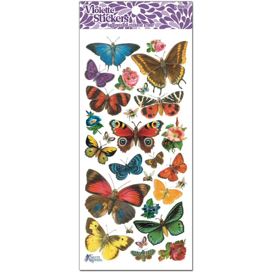 Butterfly Forest Stickers - 2 Sticker Sheets for Stationary, Scrapbooking, & More