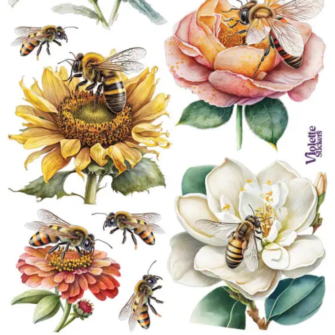Bee Garden Stickers - 2 Sticker Sheets for Scrapbooking, Stationary, & More