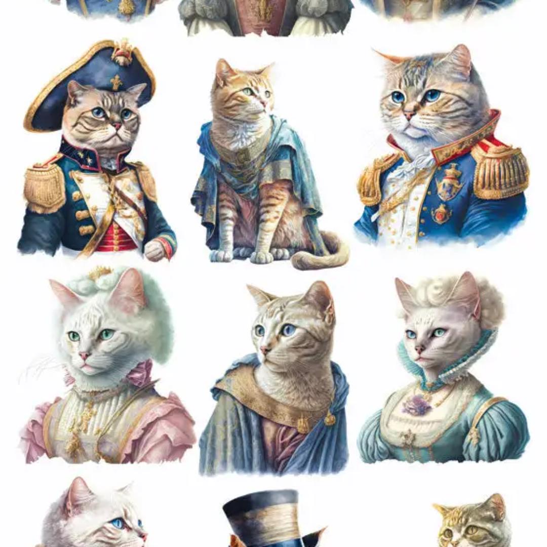 Royal Cats Stickers - 2 Sticker Sheets for Stationary, Scrapbooking, & More