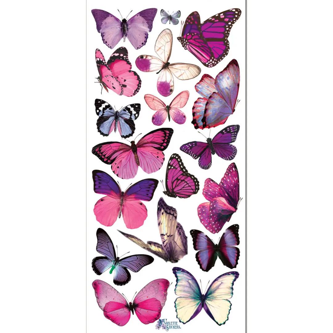 Purple Butterfly Stickers - 2 Sticker Sheets for Stationary, Scrapbooking, & More