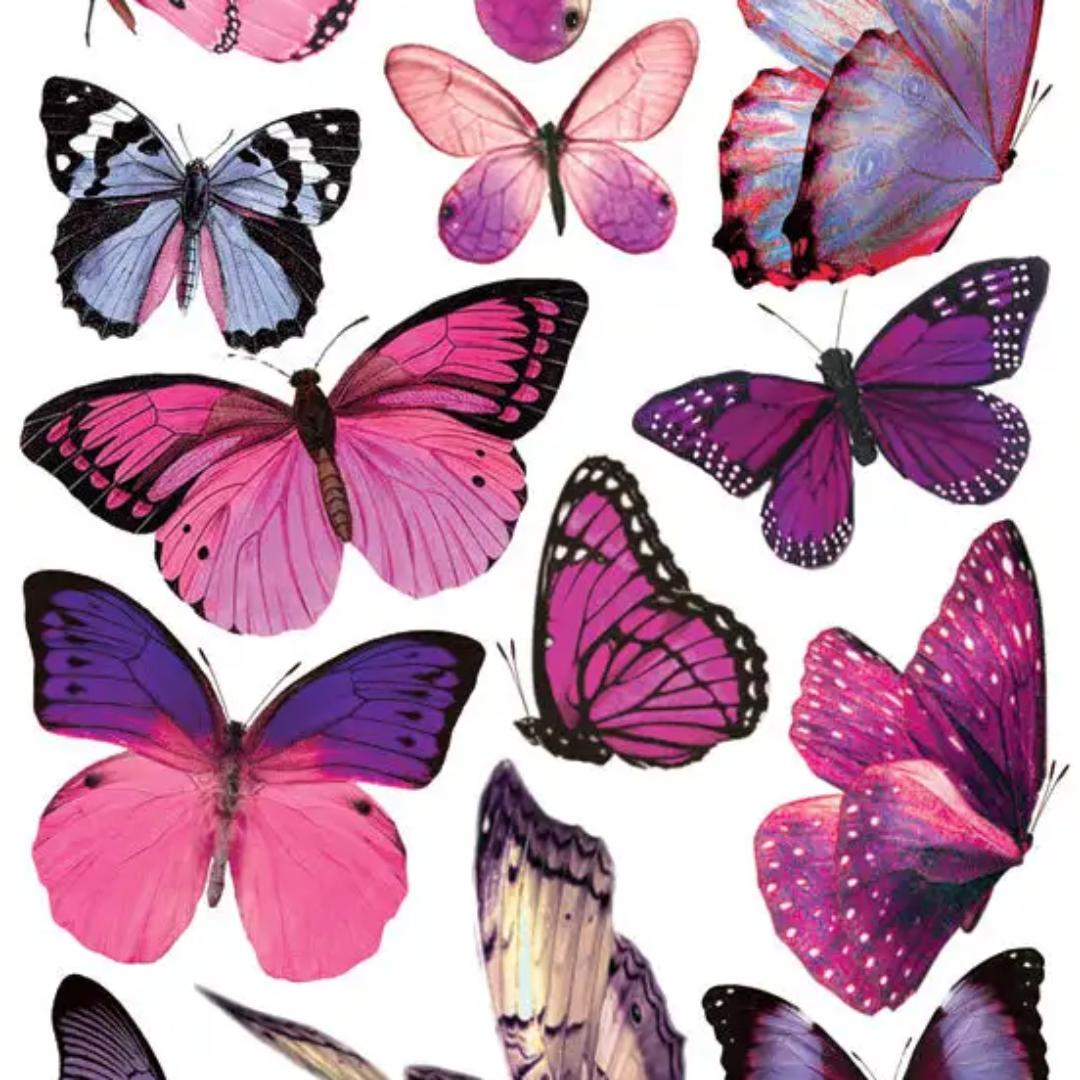 Purple Butterfly Stickers - 2 Sticker Sheets for Stationary, Scrapbooking, & More