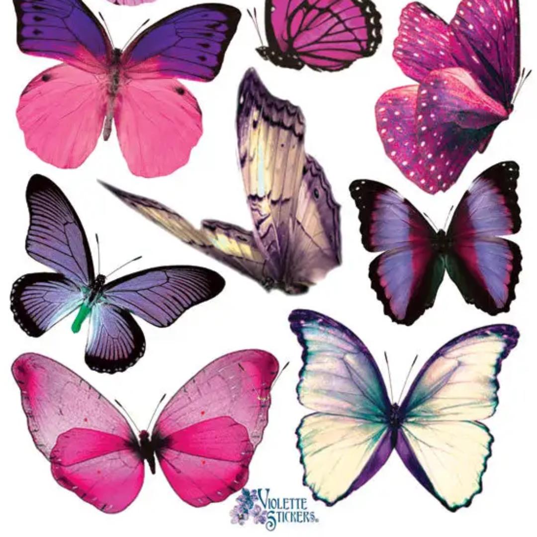 Purple Butterfly Stickers - 2 Sticker Sheets for Stationary, Scrapbooking, & More