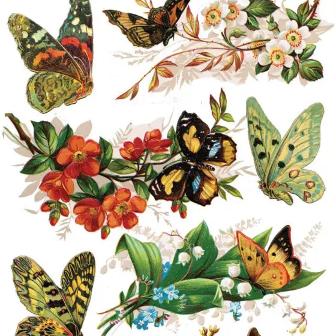 Natural Butterflies Stickers - 2 Sticker Sheets for Stationary, Scrapbooking, & More