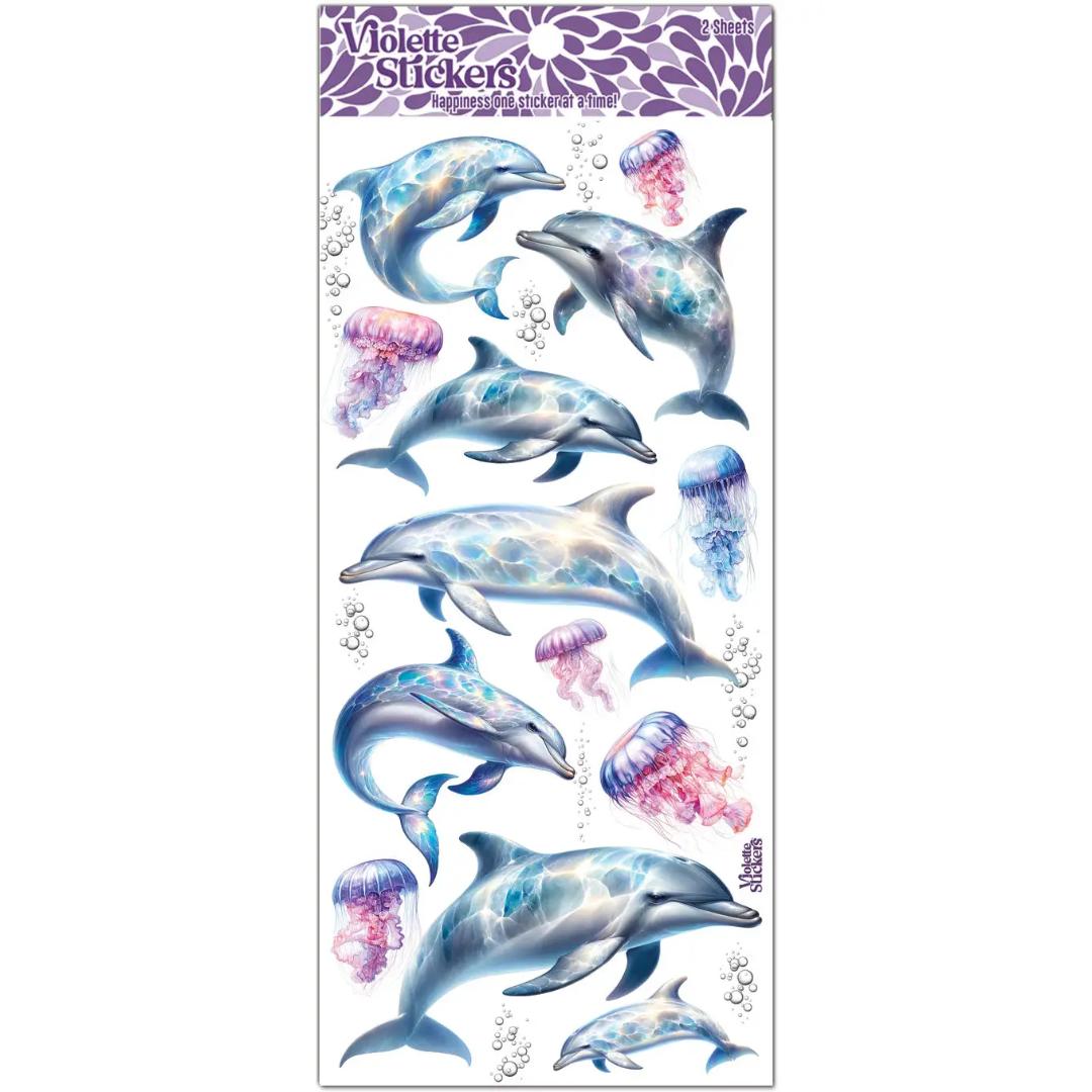 Dolphin Stickers - 2 Sticker Sheets for Stationary, Scrapbooking, & More