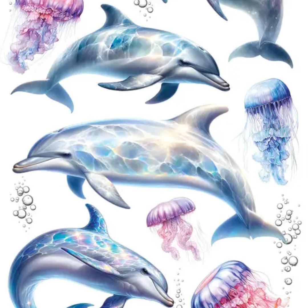 Dolphin Stickers - 2 Sticker Sheets for Stationary, Scrapbooking, & More