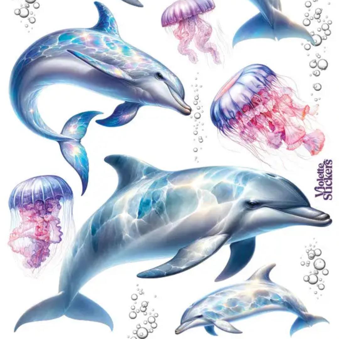 Dolphin Stickers - 2 Sticker Sheets for Stationary, Scrapbooking, & More