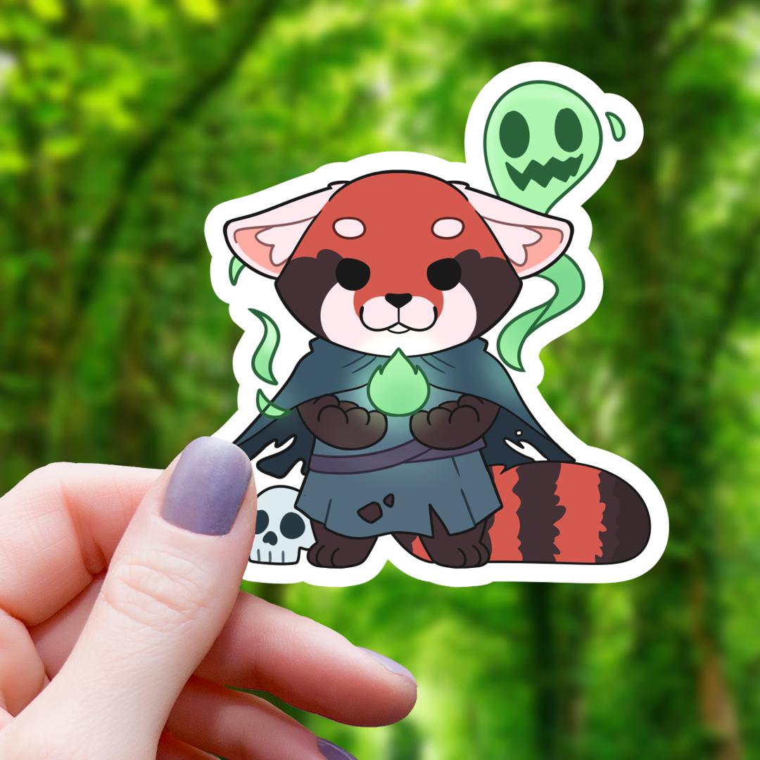 Red Panda Necromancer Sticker - 3" Waterproof Vinyl Sticker