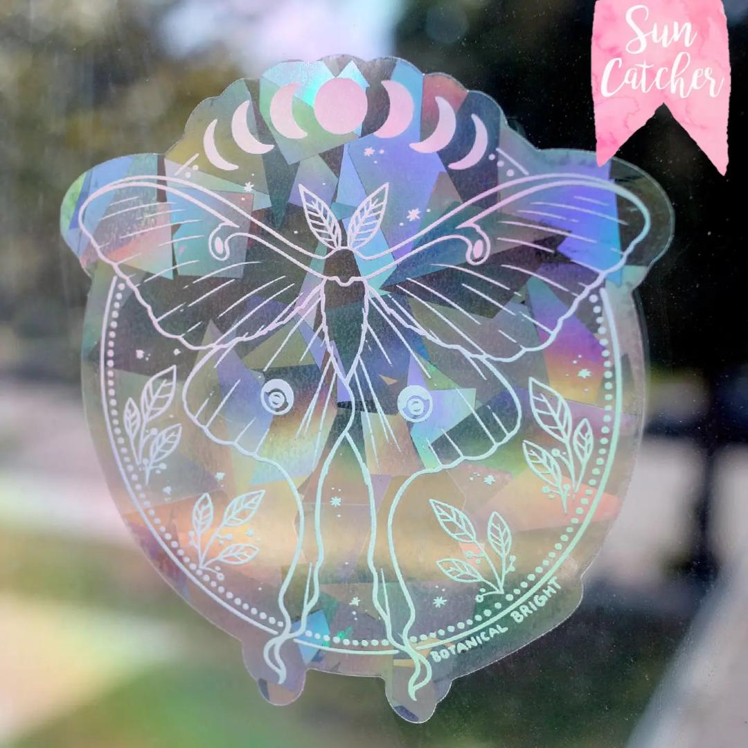 Luna Moth Sun Catcher Rainbow Maker Window Sticker - Indoor Window Decal