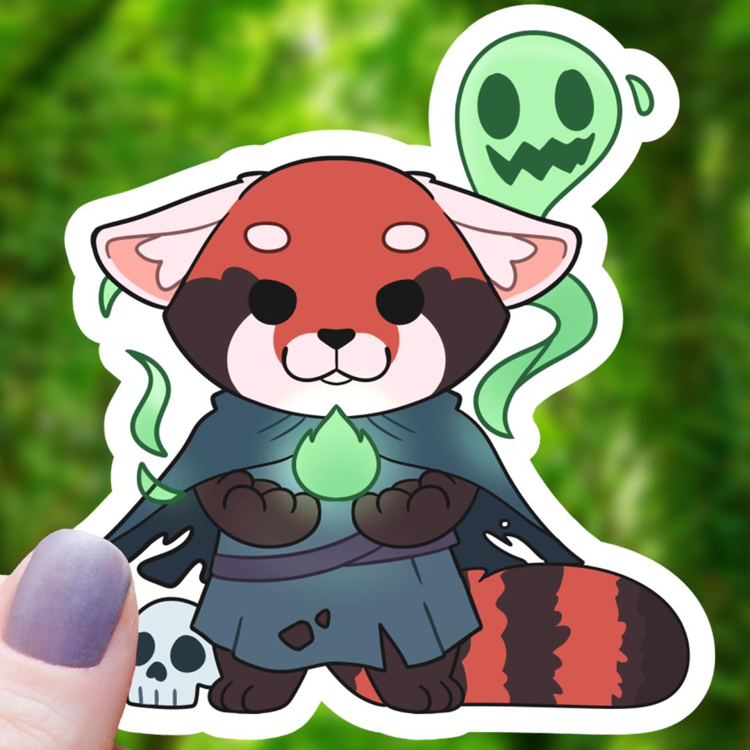 Red Panda Necromancer Sticker - 3" Waterproof Vinyl Sticker