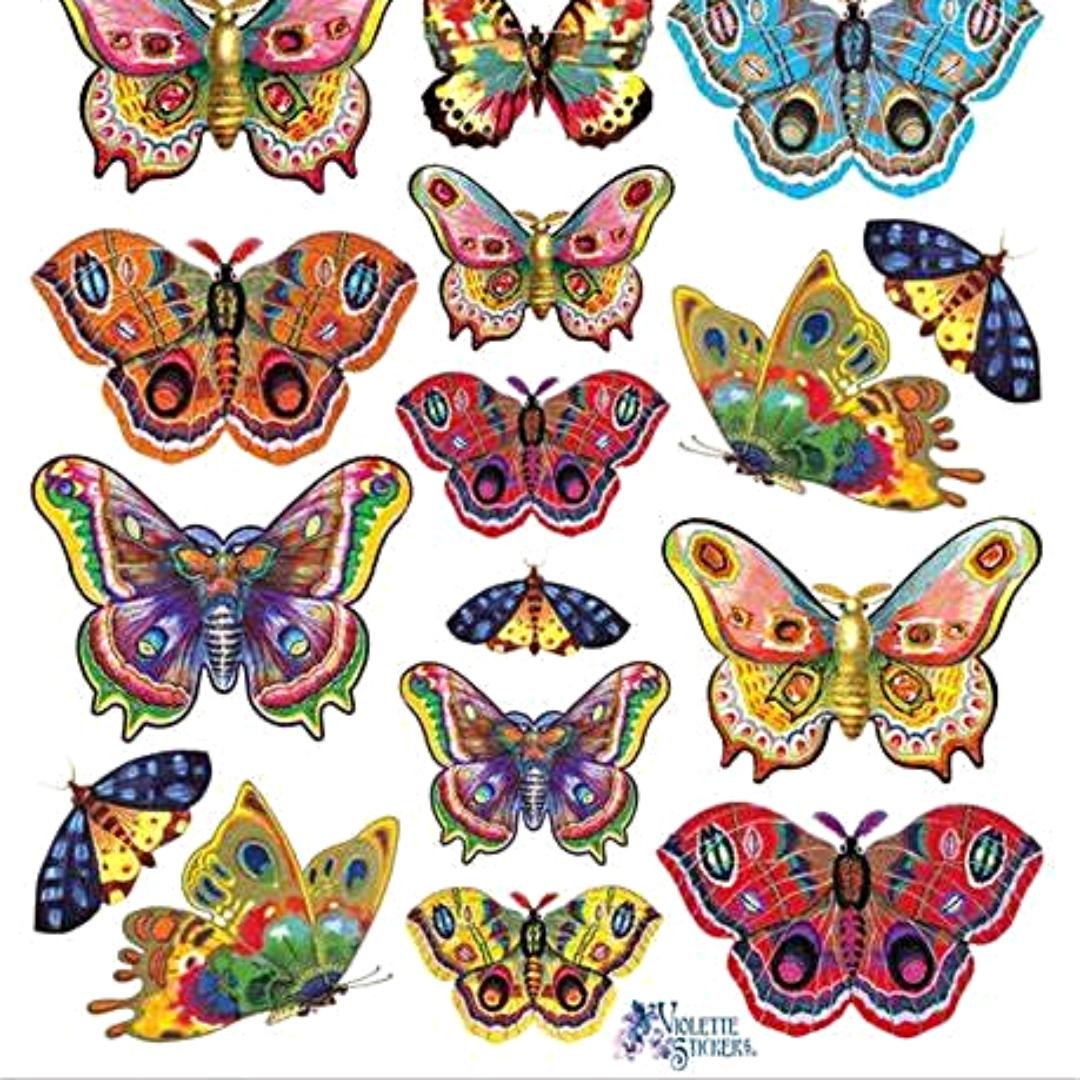 Golden Butterfly Stickers - 2 Sticker Sheets for Stationary, Scrapbooking, & More