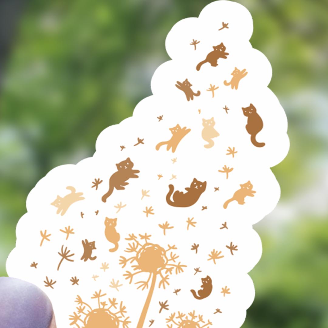 Cat Dandelion Abstract Floral Sticker - 3" Waterproof Vinyl Sticker