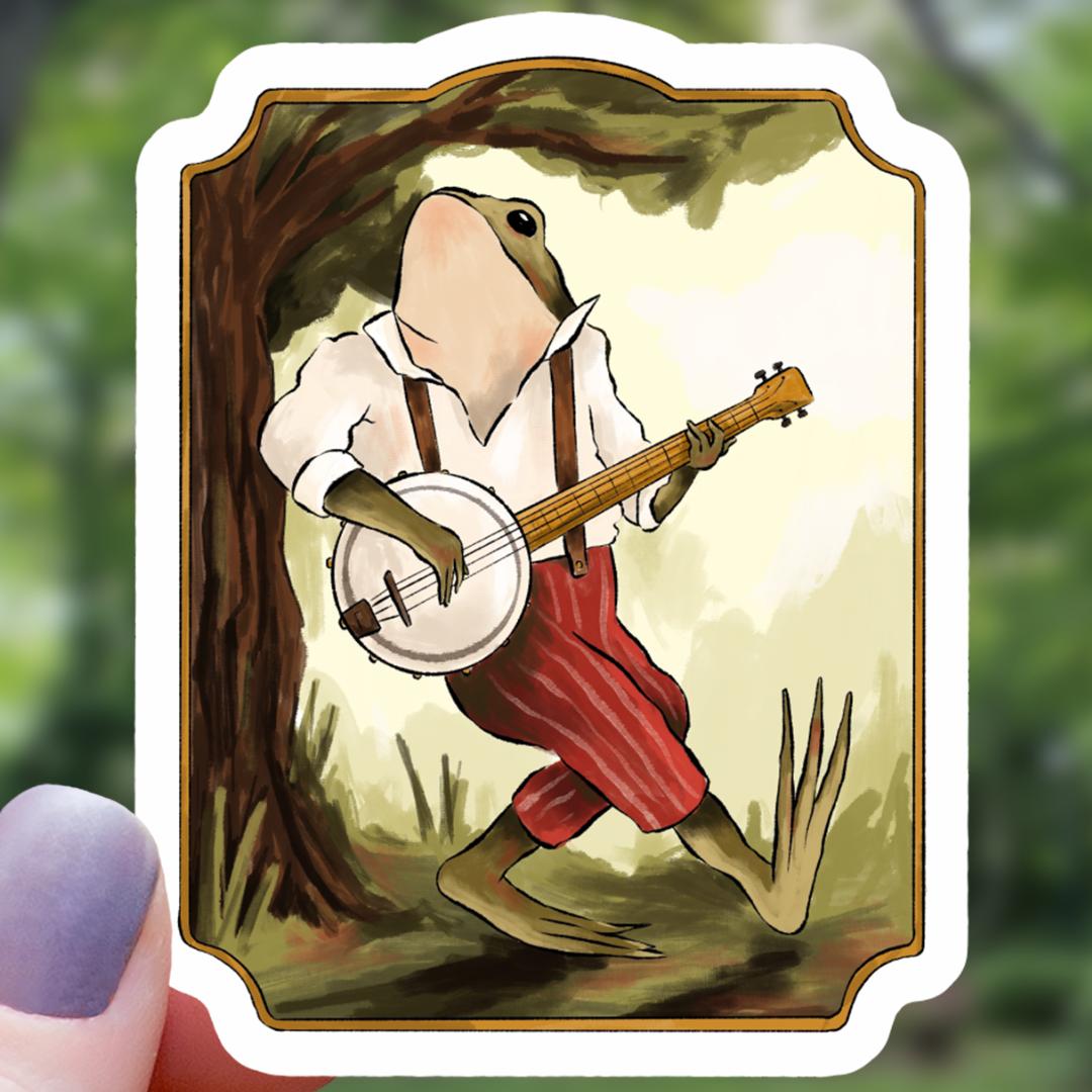 Vintage Banjo Frog Cottagecore Sticker - 3" Waterproof Vinyl Decal