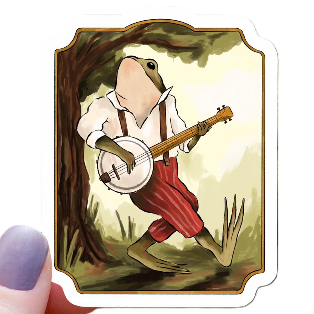 Vintage Banjo Frog Cottagecore Sticker - 3" Waterproof Vinyl Decal