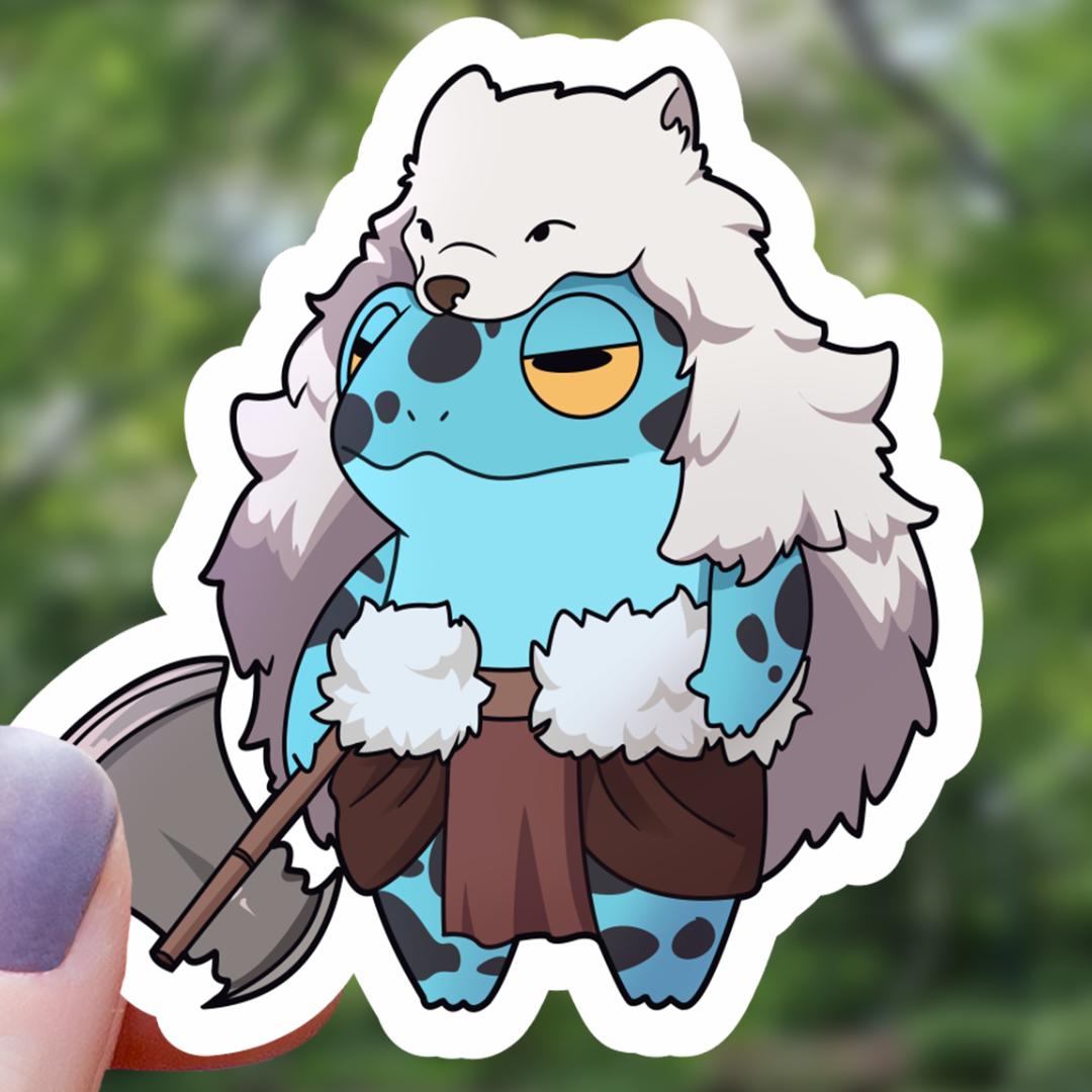 Frog Barbarian Class Tabletop RPG Sticker - 3" Waterproof Vinyl Decal