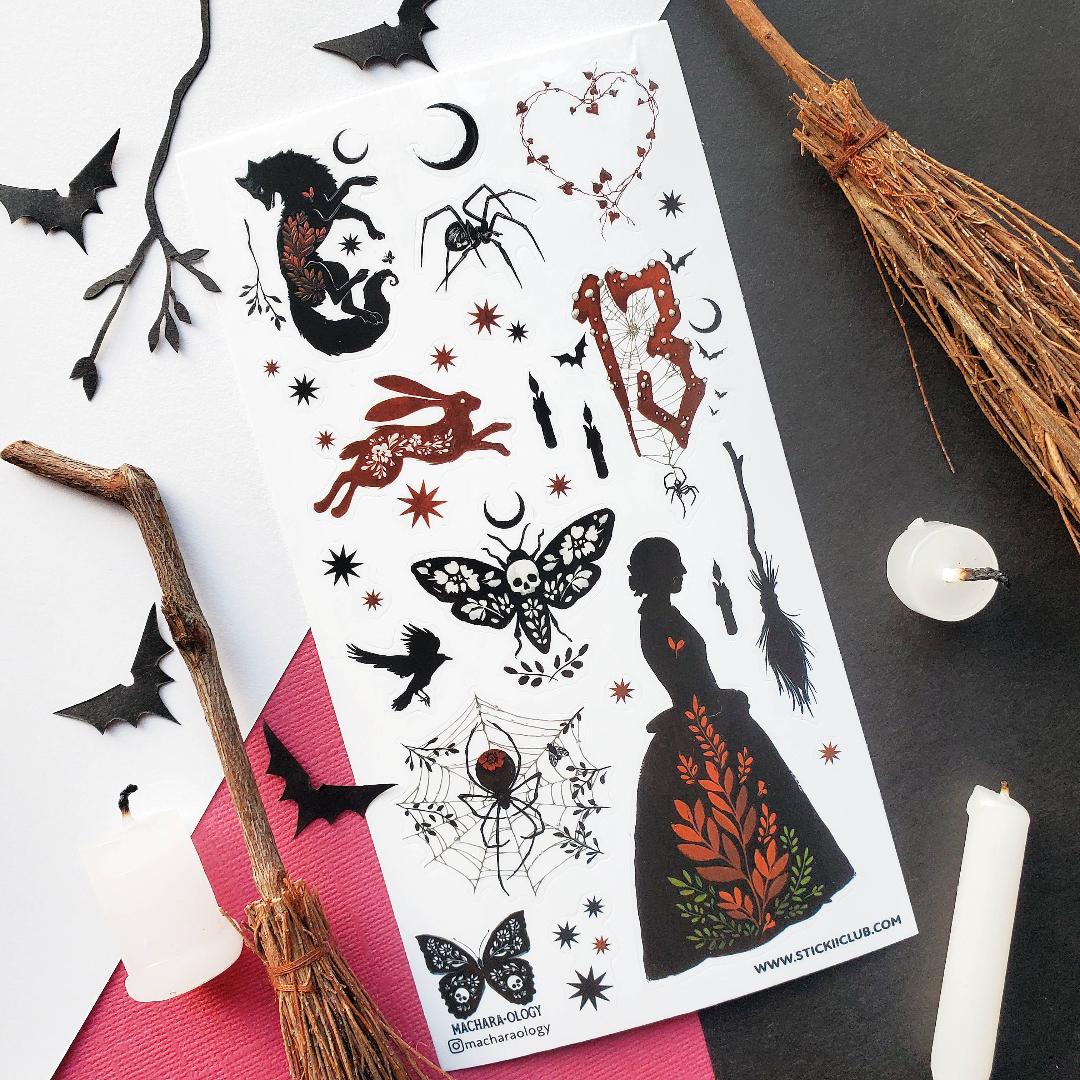 Dark Fairytale Stickers - Halloween & Goth - 1 Spooky Sticker Sheet