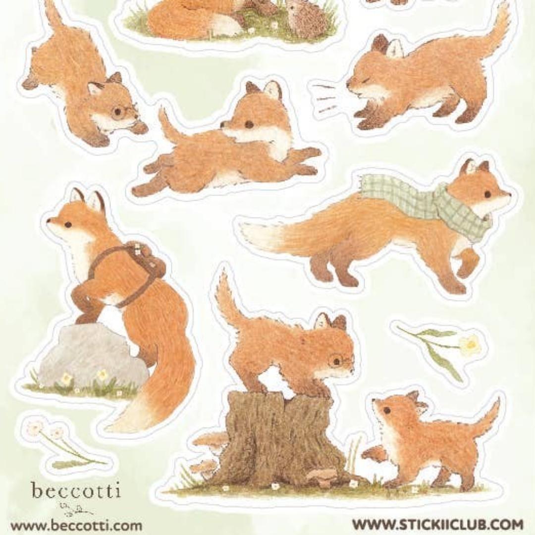 Lovely Little Foxes Stickers - 1 Winter Sticker Sheet Sheet
