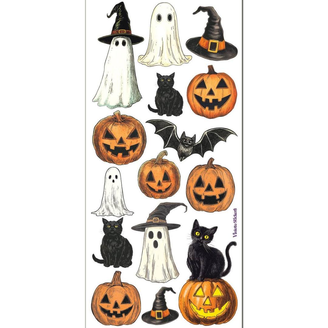 Violette Stickers - Crystal Pumpkin and Cat Stickers - 2 Sticker Sheets