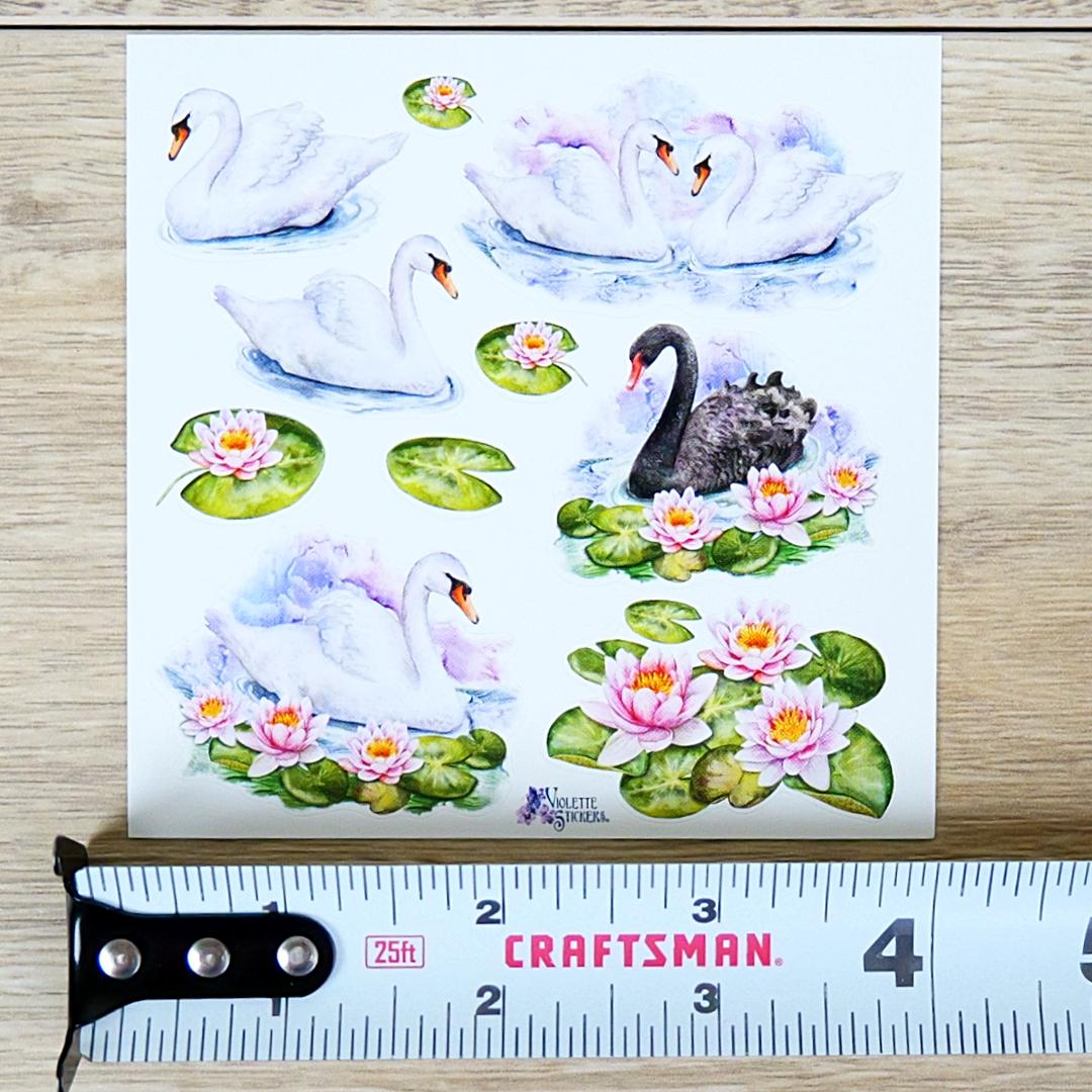 Swan Stickers - 2 Stationary & Scrapbook Sticker Sheets - New in Packaging