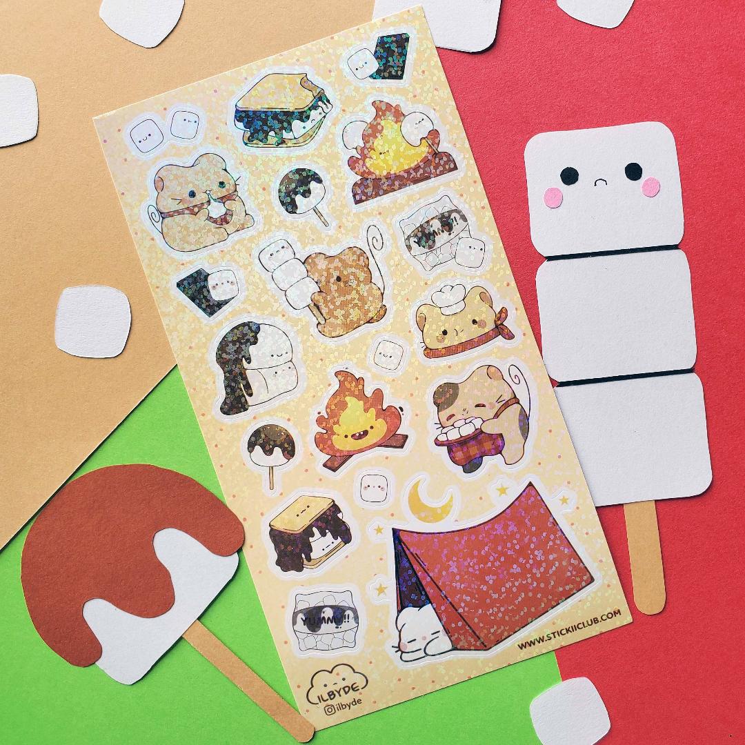 S'more Joy Stickers - Campfire Fun - 1 Cute Sticker Sheet