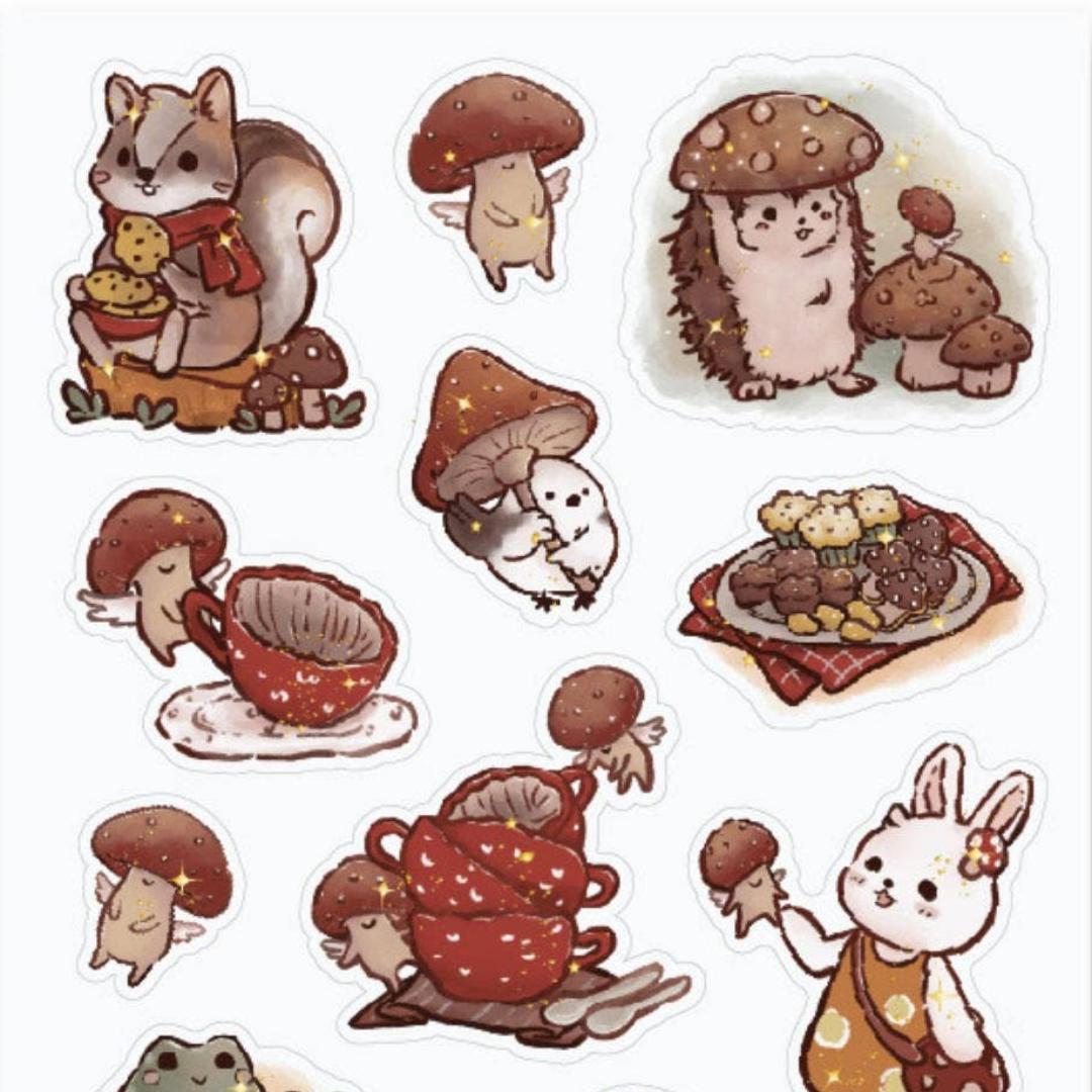 Forest Friends Stickers - Animal, Mushroom, & Nature Sticker Sheet