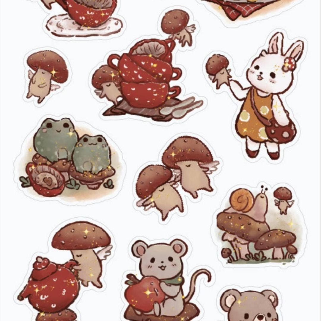 Forest Friends Stickers - Animal, Mushroom, & Nature Sticker Sheet