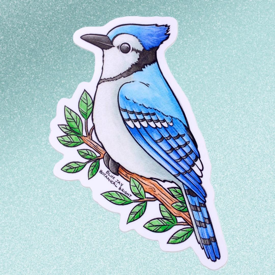 Blue Jay Bird Sticker - Waterproof Vinyl Nature Decal - Laptops, Decor, Crafts