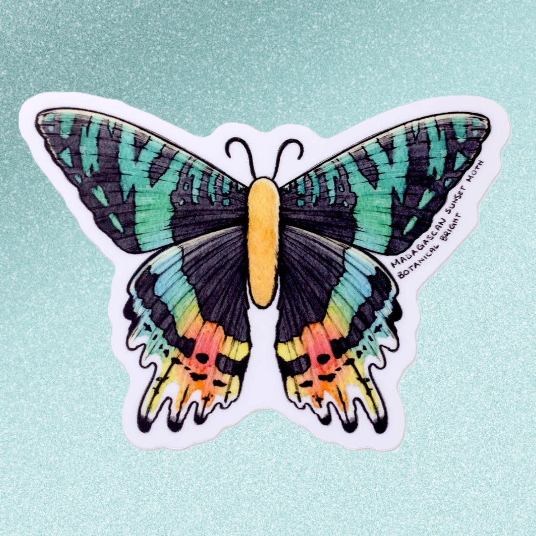 Madagascan Sunset Moth Sticker - Waterproof Vinyl Nature Decal
